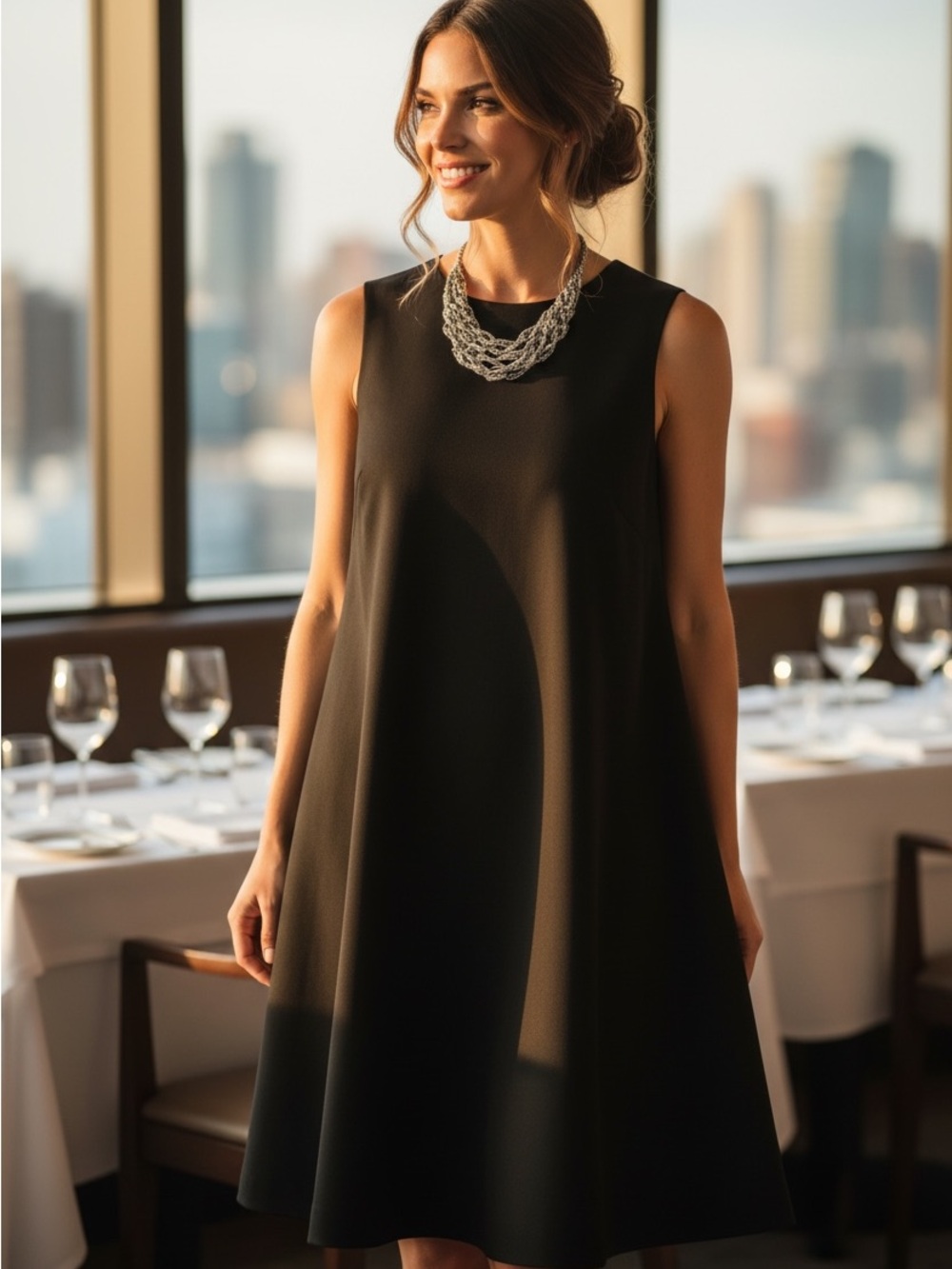 Classic Sleeveless Black A-Line Dress - Picture 3 of 3